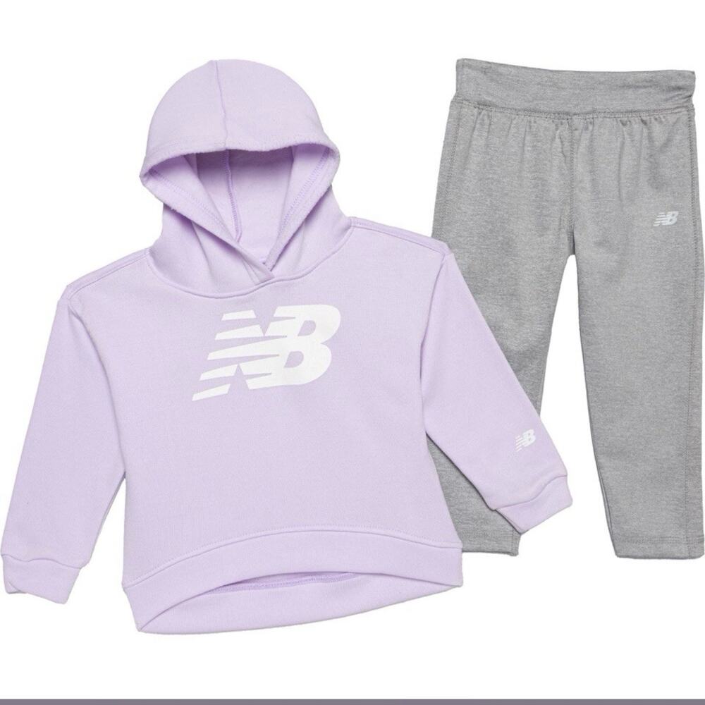 New Balance Grey and Purple Logo Hoodie and leggings Set SZ/ infant-12M